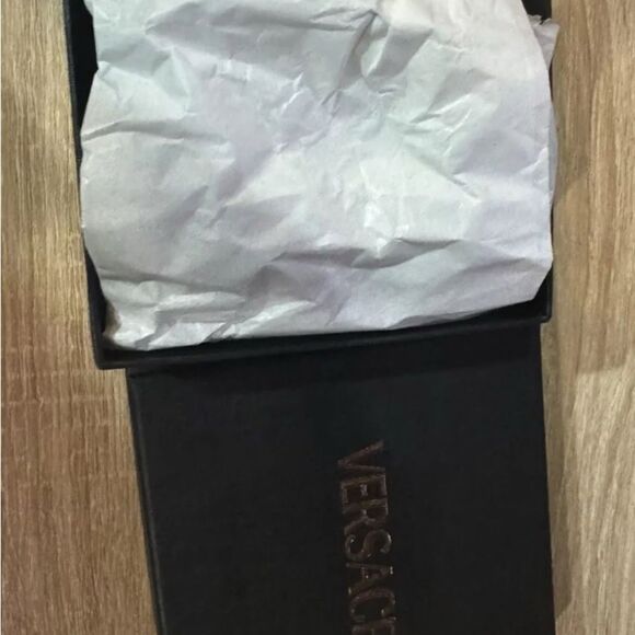 Auth New Leather Versace Cargo AirPods Case Black and Silver - Picture 5 of 5